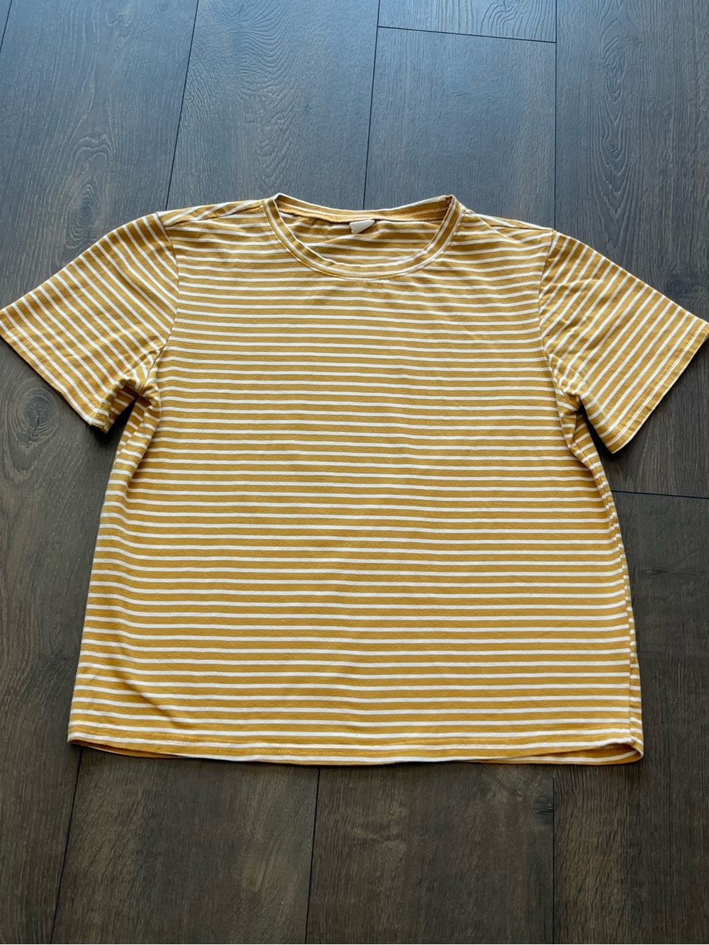 Mustard Yellow & White Striped T-Shirt
